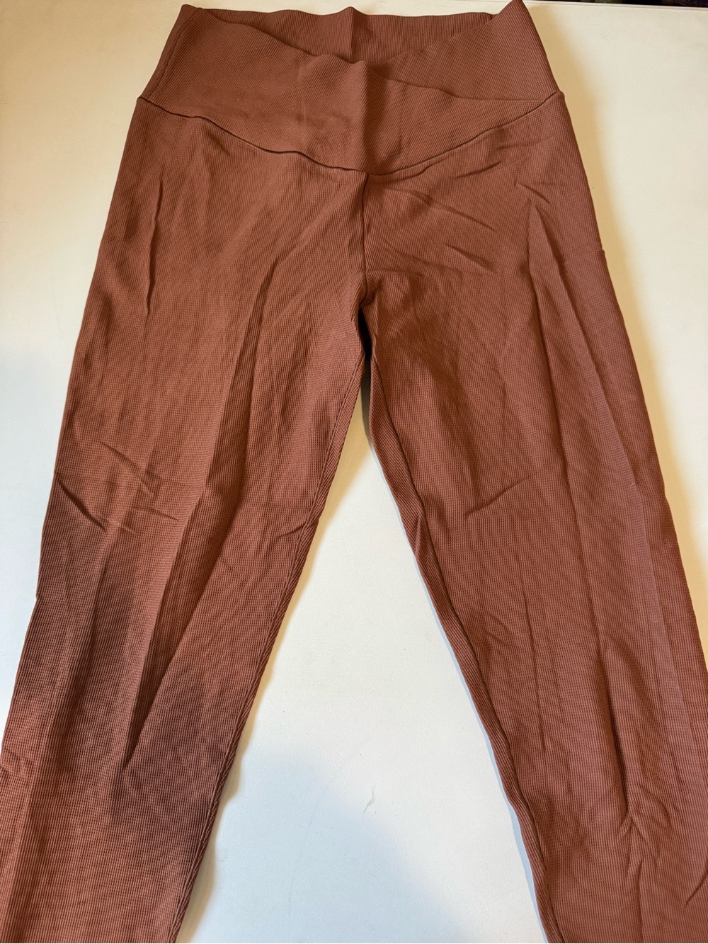 aerie High-Rise Ribbed Leggings in Rust